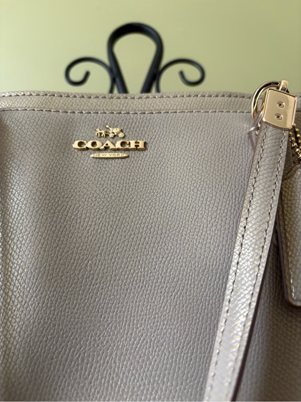 Coach Metallic Taupe Crossbody with Gold Hardware